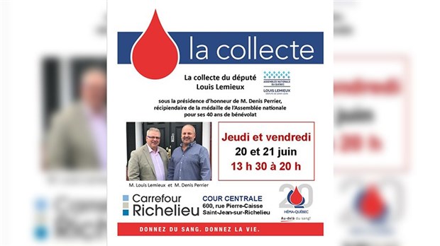 Le député Louis Lemieux vous invite à donner du sang